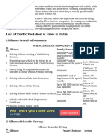 List of Tra C Violation & Fines in India:: I. Offences Related To Documents