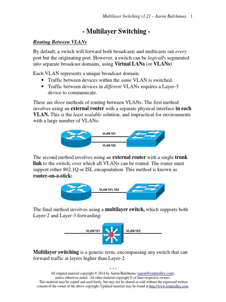 Multilayer Switching - : Routing Between Vlans | PDF | Network Switch ...