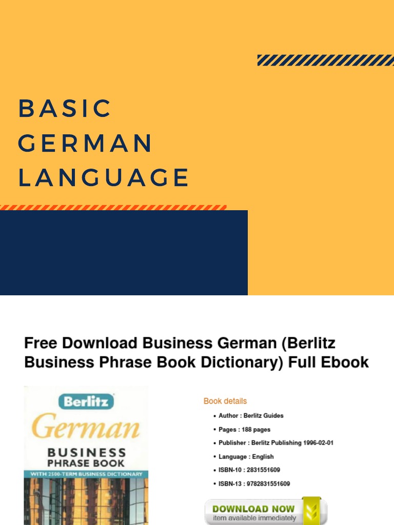 Basic German Language Pdf Book Publishing E Books