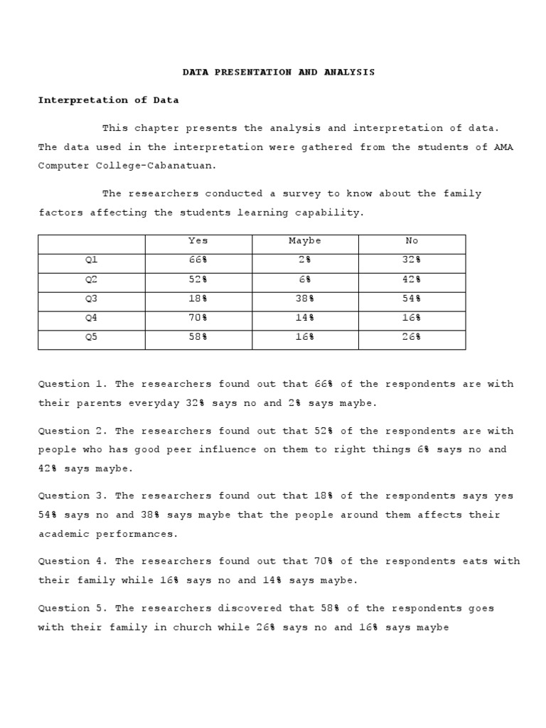 Data Presentation and Analysis Interpretation of Data | PDF | Data ...