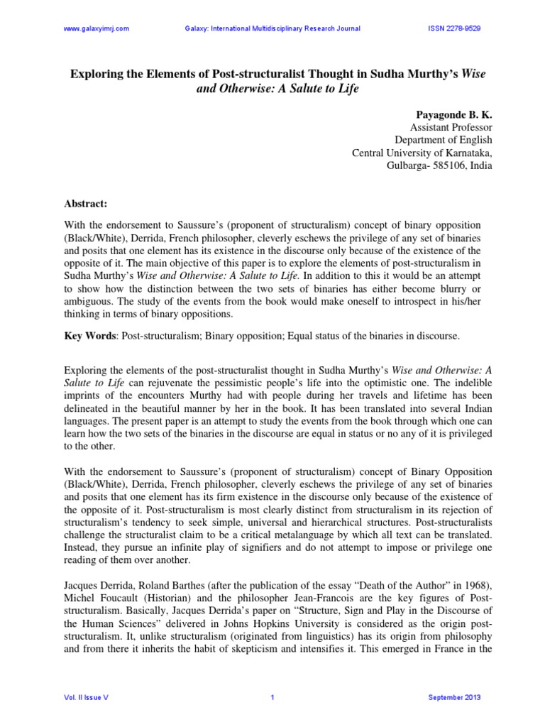 Sudha murthy s wise and otherwise pdf critical theory linguistics
