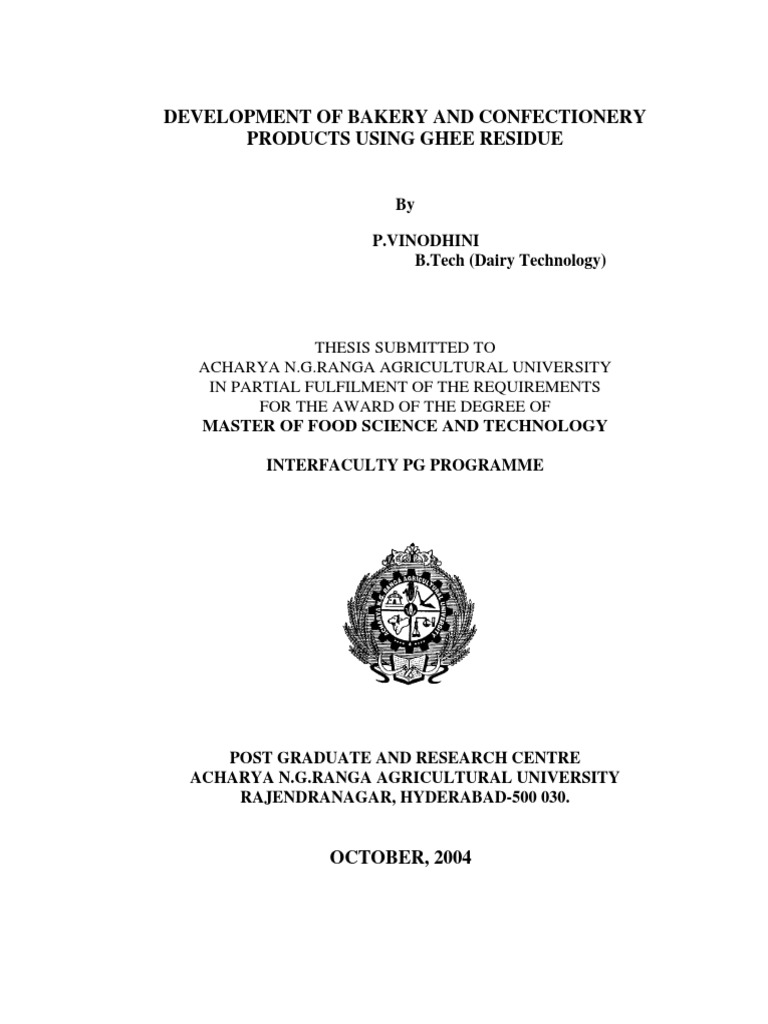 Development of Bakery and Confectionery Products Using Ghee Residue