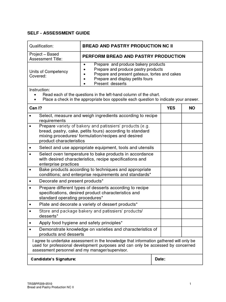 Bread and Pastry Production Assessment Guide | PDF