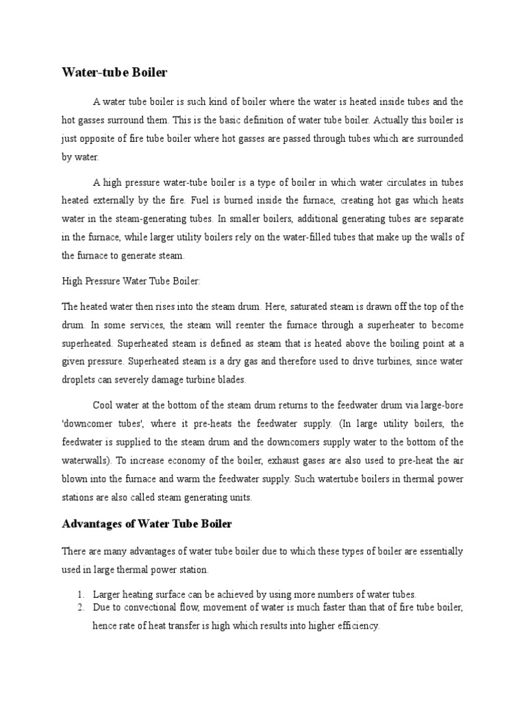 Advantages of Water Tube Boiler PDF Boiler Gas Technologies
