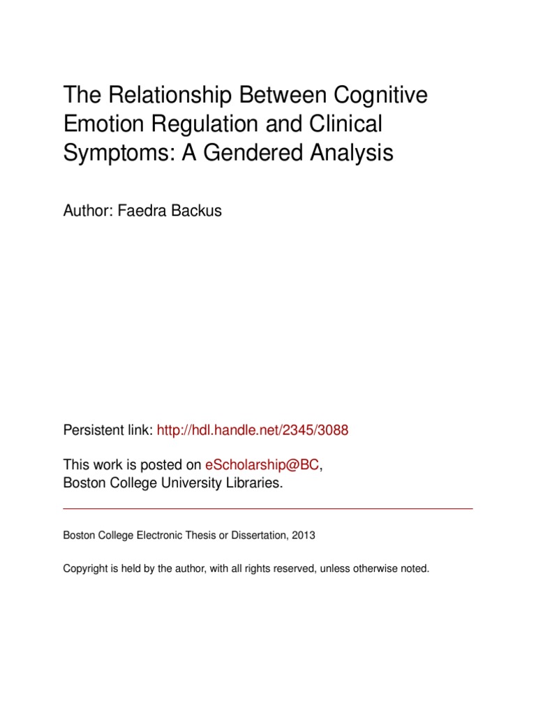 The Relationship Between Cognitive Emotion Regulation and Clinical ...