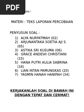 Soal Ulangan Teks Laporan Percobaan Kelas 9