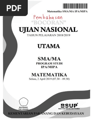 Pembahasan Bocoran Soal Un Matematika Sma Ipa 2019 Pak