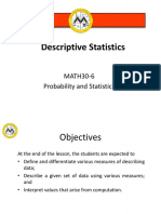 Descriptive Statistics: MATH30-6 Probability and Statistics