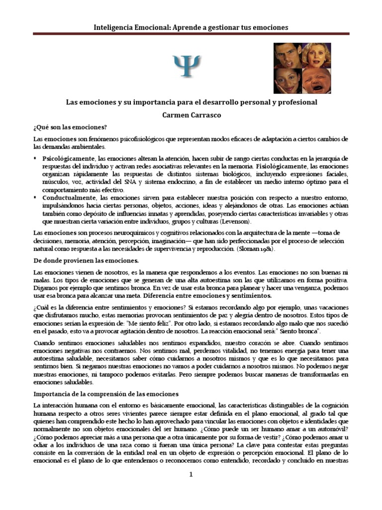 Gestión de Emociones y Autoconocimiento | PDF | Las emociones ...