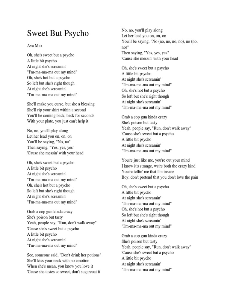 Sweet But Psycho Lyrics Download