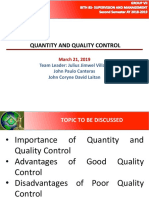 Topic Report of Group 7 - Quantity and Quality Control