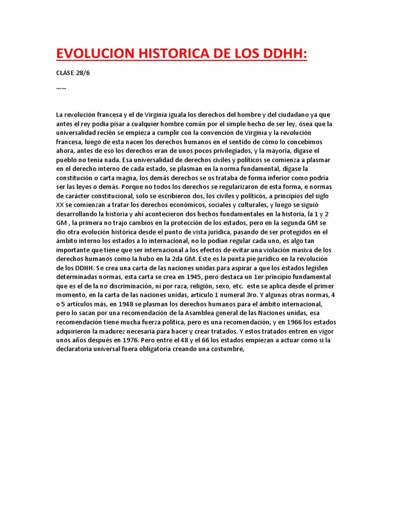 Evolución Histórica de los DDHH | PDF | Derechos humanos | Constitución
