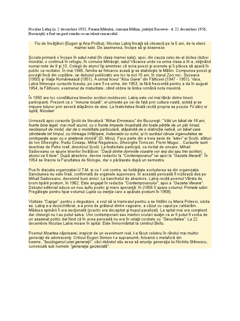 Nicolae Labiş | PDF
