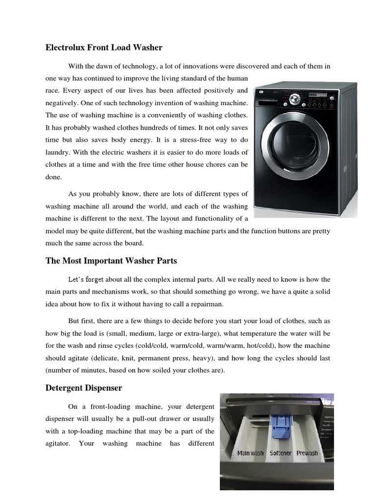 Electrolux Front Load Washer PDF Washing Machine Manufactured Goods