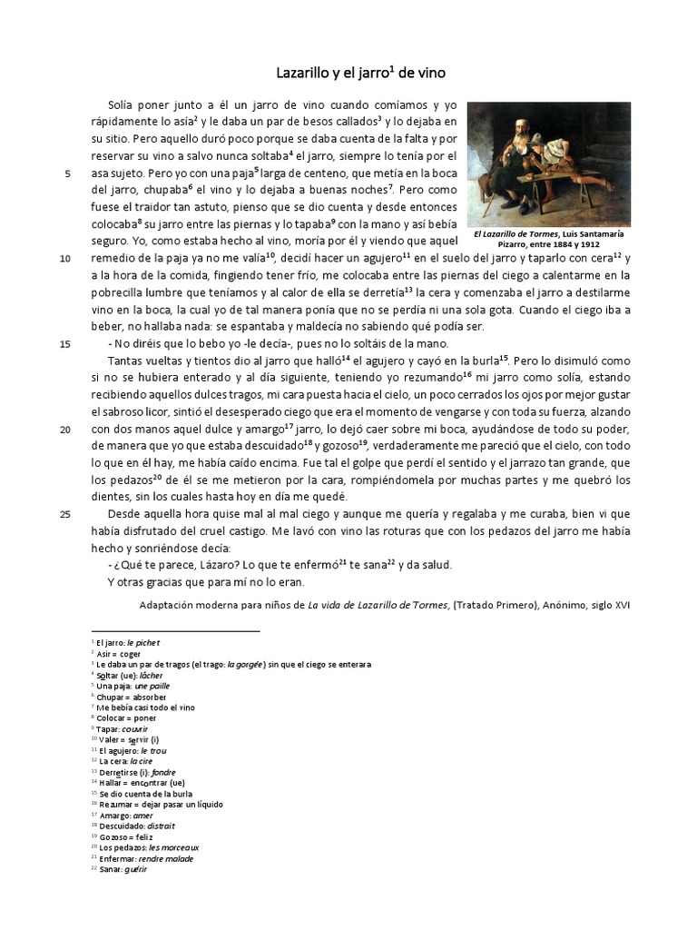 DS Lazarillo y El Jarro de Vino | PDF | Vino | Bebidas