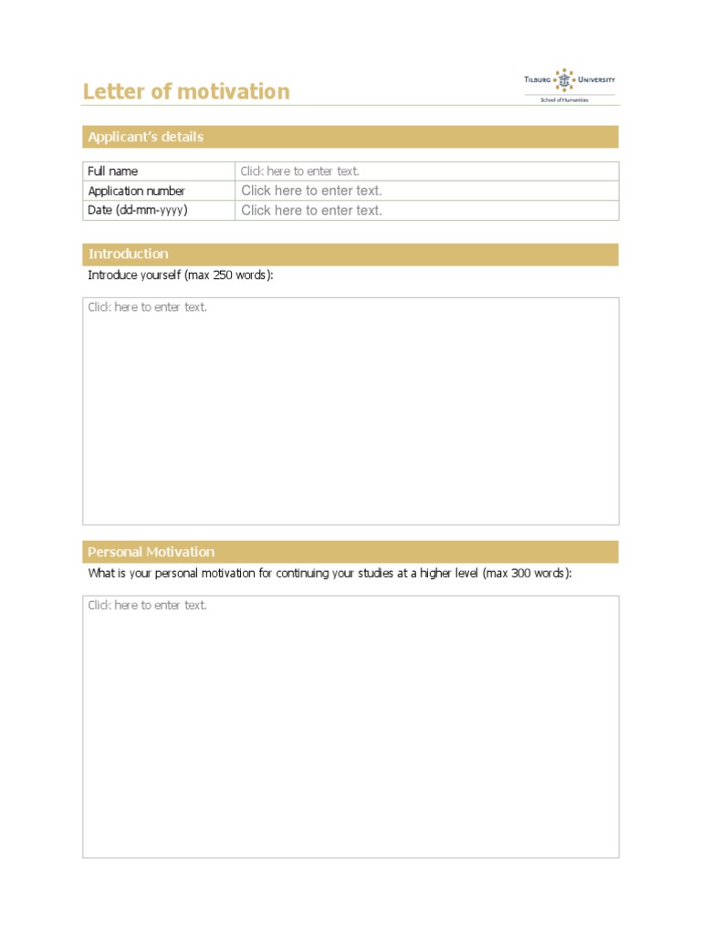 Motivation Letter Template | PDF