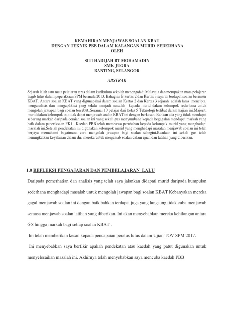 Kajian Tindakan Sejarah Pdf