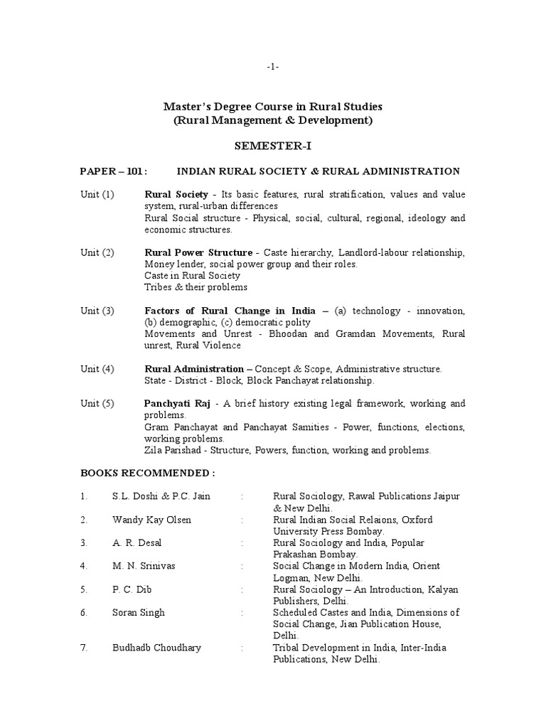 Master's in Rural Studies Curriculum | PDF | Agriculture | World Wide Web