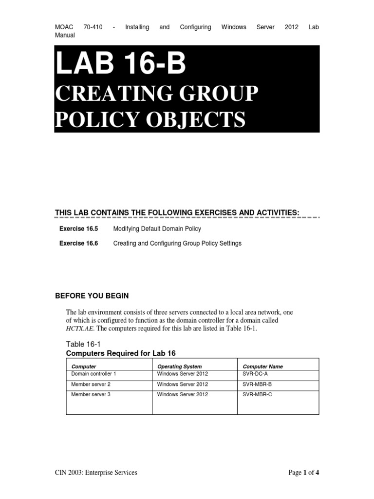 Windows Server 2012 GPO Lab Guide | PDF | Group Policy | Ibm Pc Compatibles