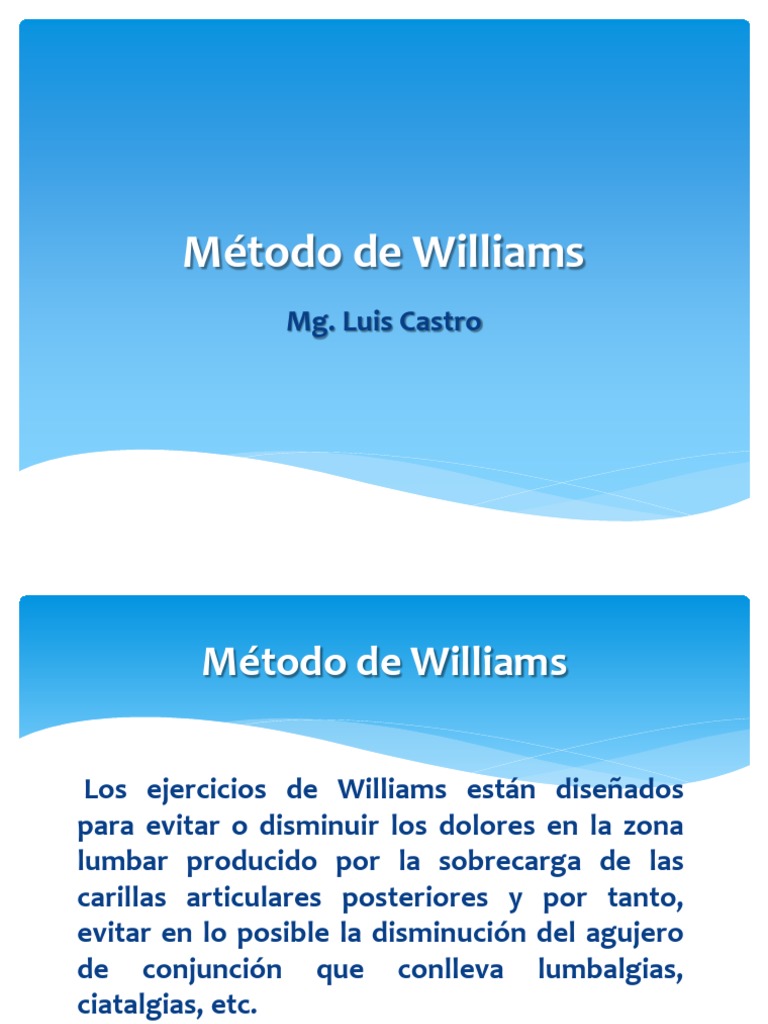 Ejercicios del Método de Williams para Lumbalgia | PDF | Ciencia y ...