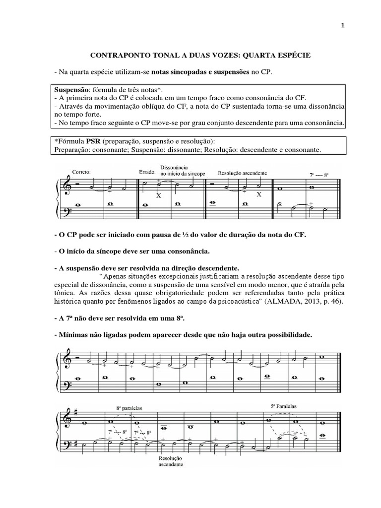 Contraponto de Quarta Espécie | PDF | Composições musicais | Teoria da ...