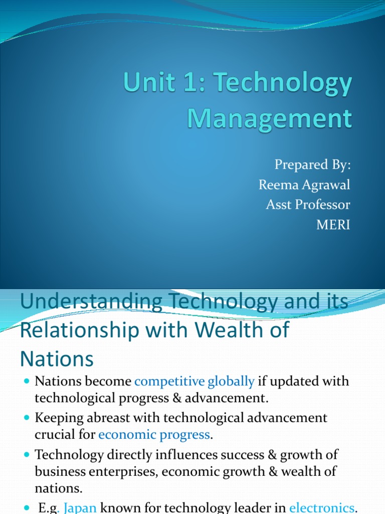 Unit1 - Technology Management | PDF | Strategic Management | Experiment