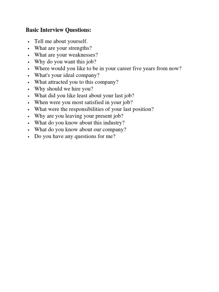 Basic Interview Questions | PDF