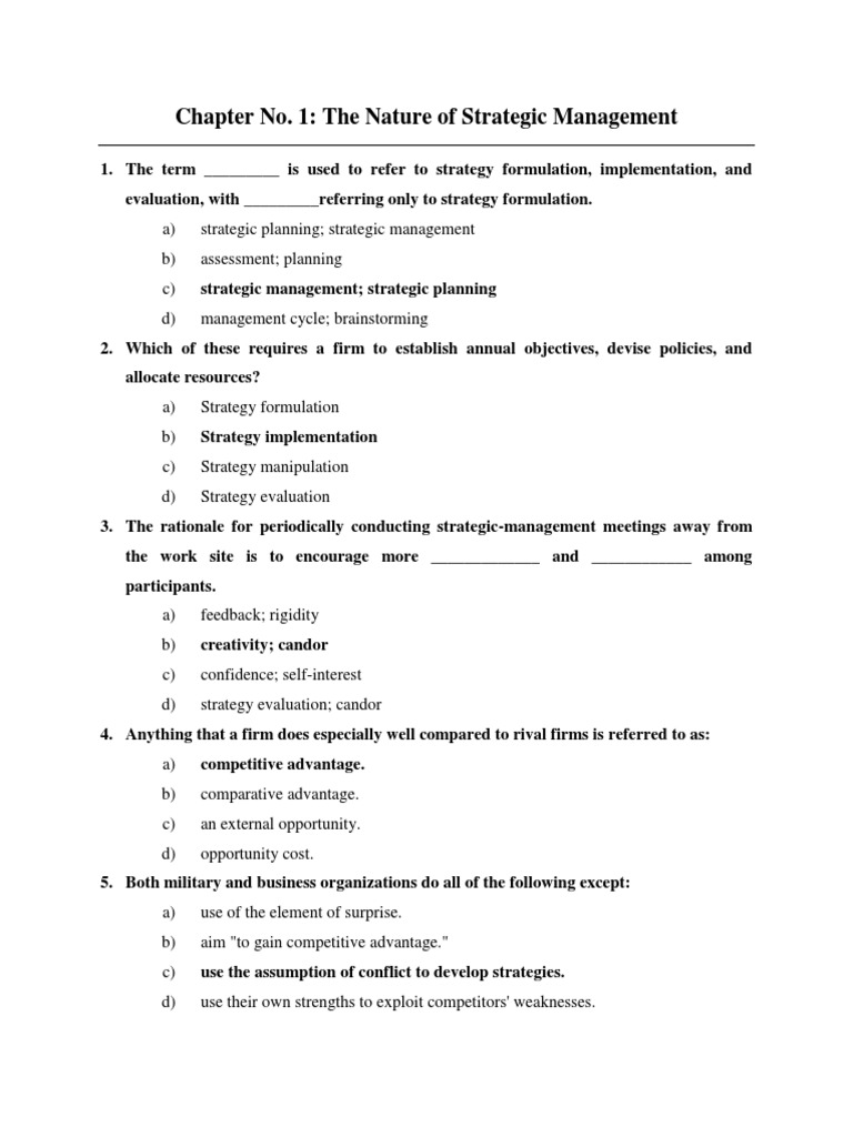 MCQ chapter 19 Strategic Management Strategic Planning