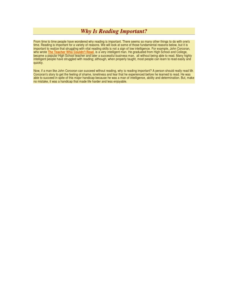 Importance of Reading Skills Explained | PDF