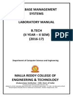 CSE II-II SEM (DBMS Lab Manual) PDF