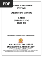 CSE II-II SEM (DBMS Lab Manual) PDF