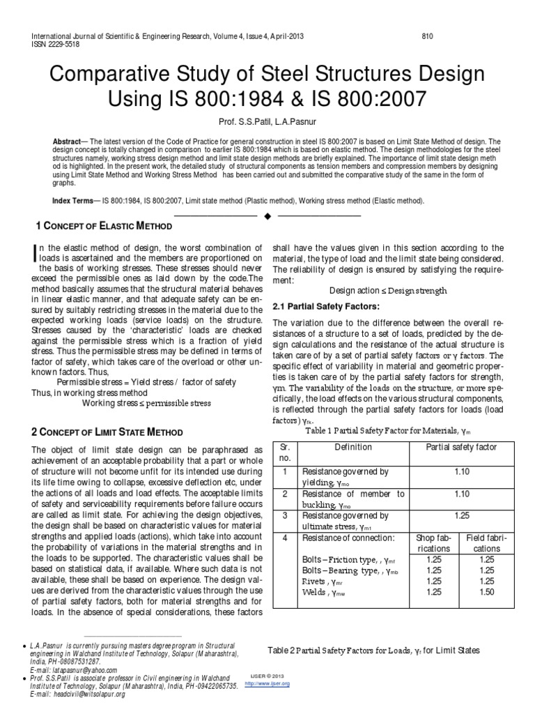 Comparative Study of Steel Structures Design Using IS 800 PDF | PDF ...