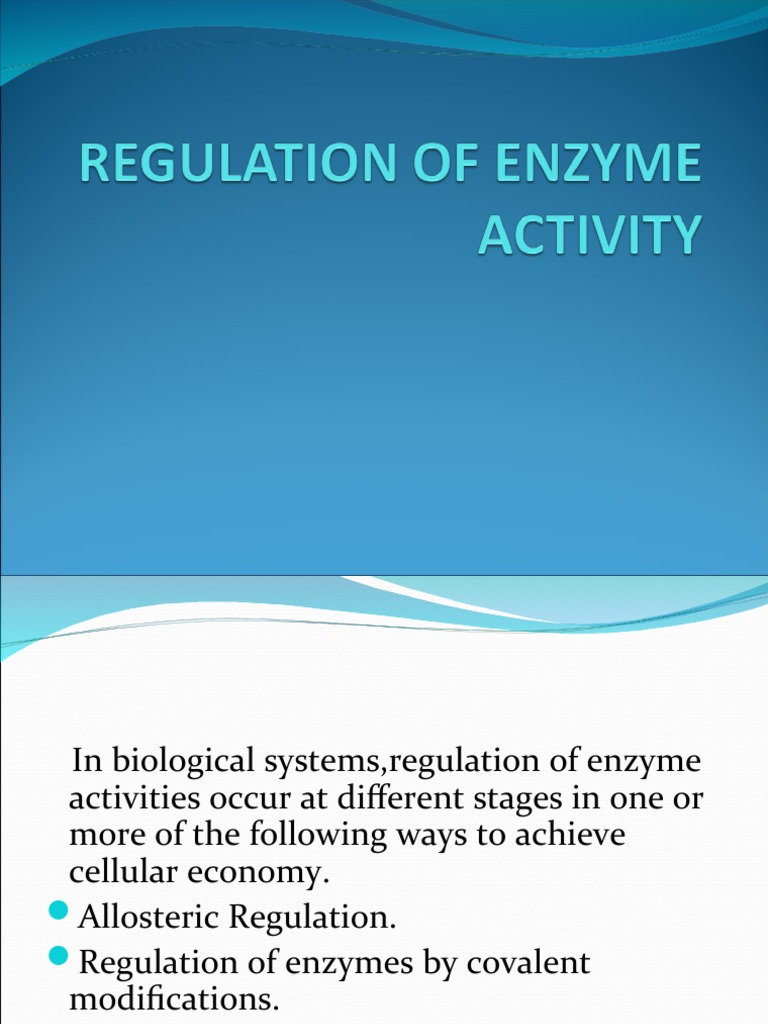 Regulation of Enzyme Activity PDF Enzyme Macromolecules