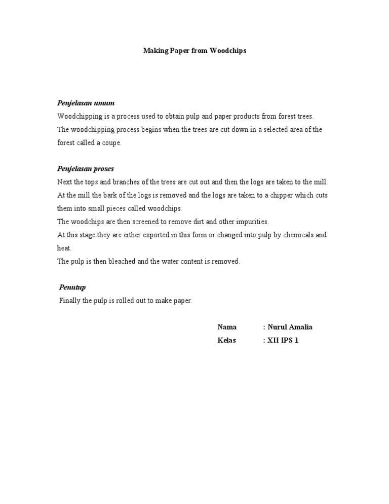 Woodchipping Process for Paper Making | PDF | Pulp (Paper) | Art Materials
