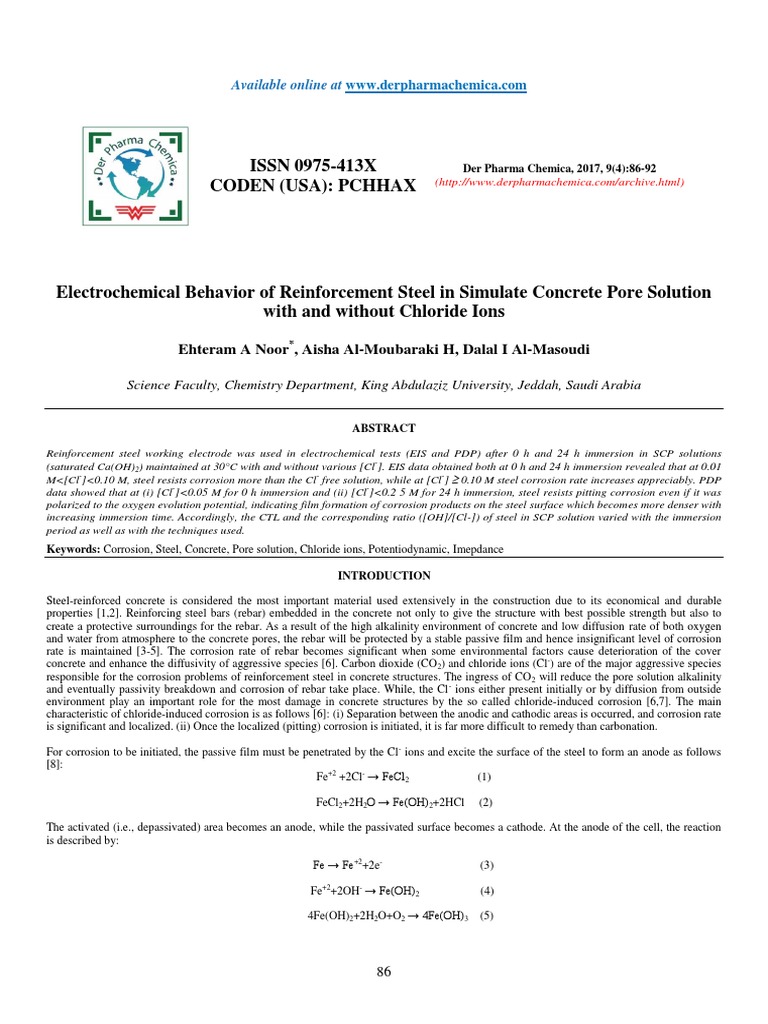 Electrochemical Behavior of Reinforcement Steel in Simulate Concrete ...