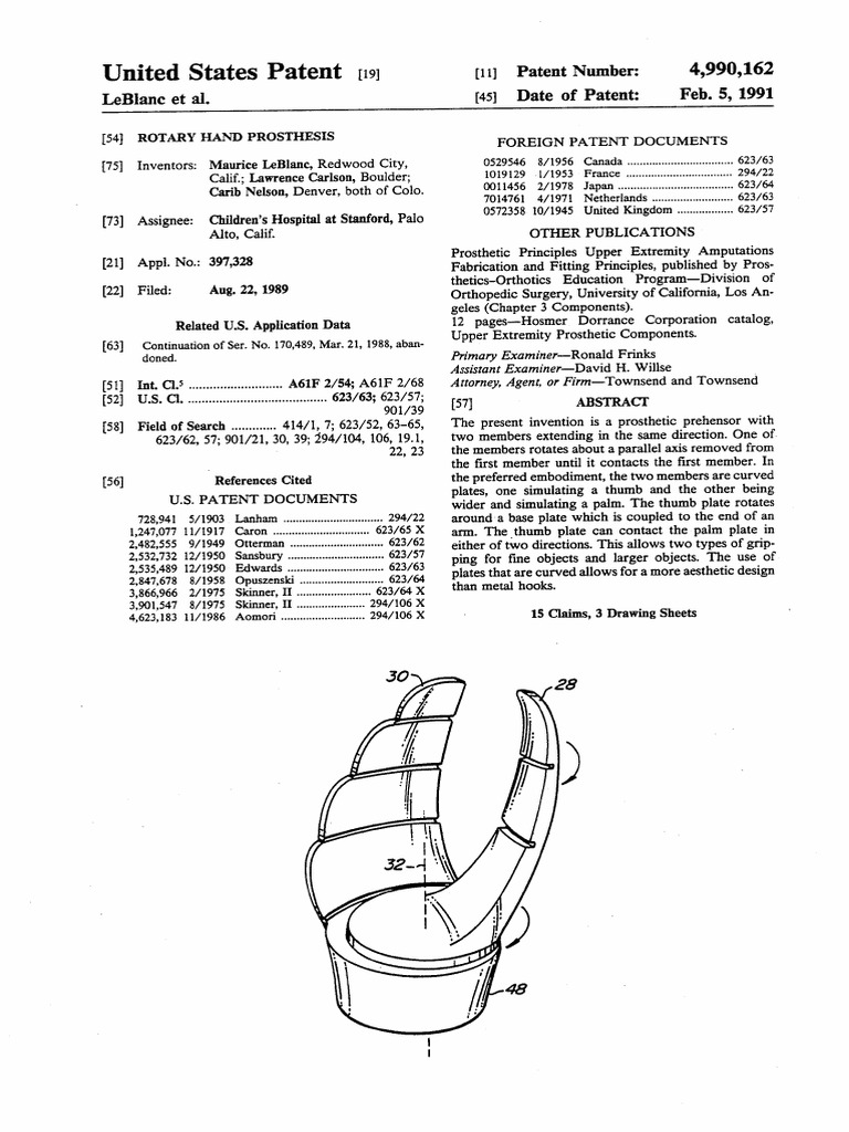 United States Patent (19) : 73) Assignee: Children's Hospital at ...