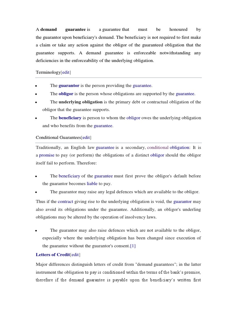 A Demand Guarantee Is A | PDF | Private Law | Legal Concepts