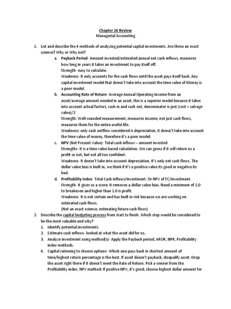 Capital Investment Analysis Methods | PDF | Net Present Value | Investing