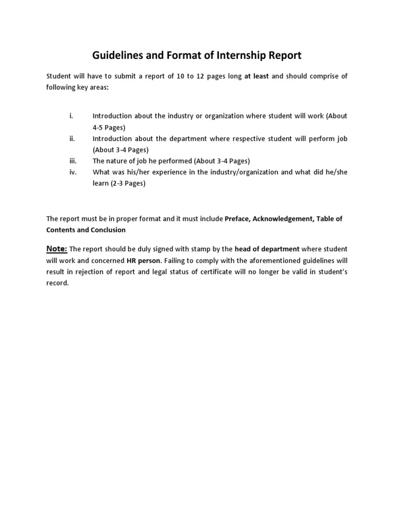 Internship Report Guidelines and Format | PDF | Career & Growth
