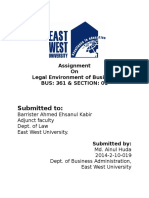 Submitted To:: Assignment On Legal Environment of Business BUS: 361 & SECTION: 01