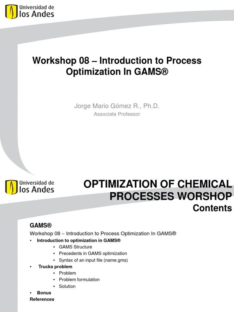 Workshop 08 - Introduction To Process Optimization in GAMS | PDF ...