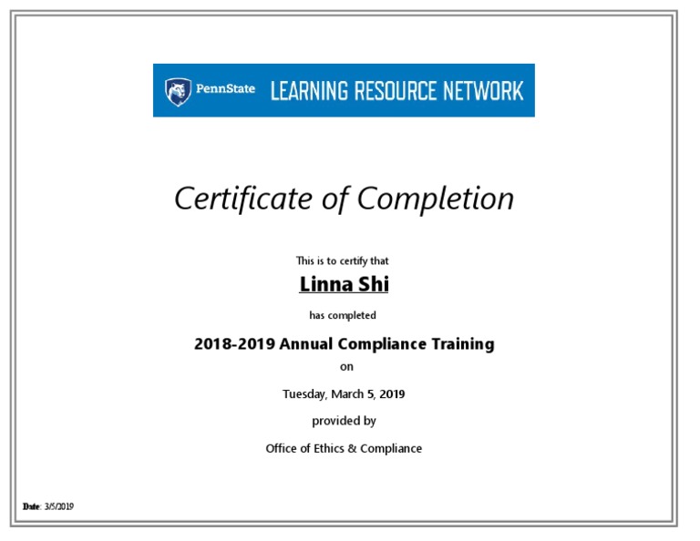 Annual Compliance Training Pdf Business