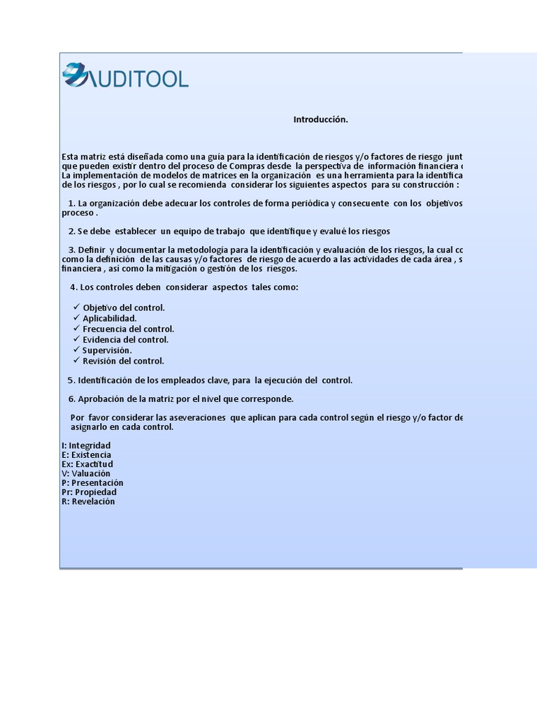 Matriz de Riesgos y Controles Del Proceso de Compras Desde La ...