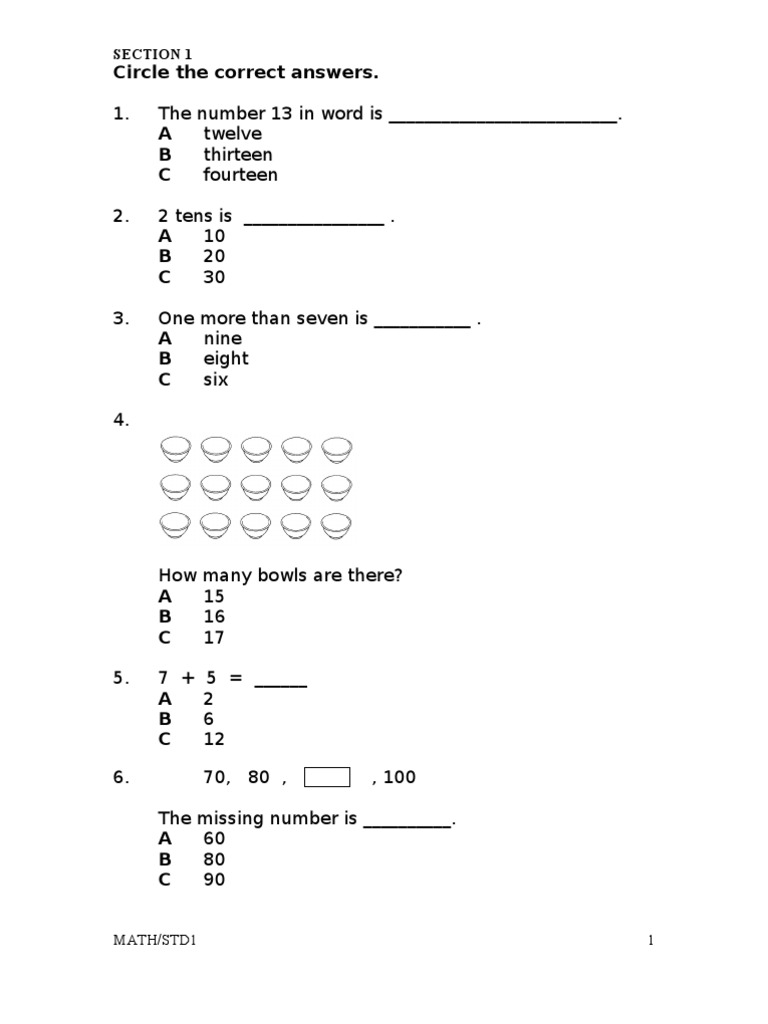 Circle The Correct Answers.: Section 1 | PDF