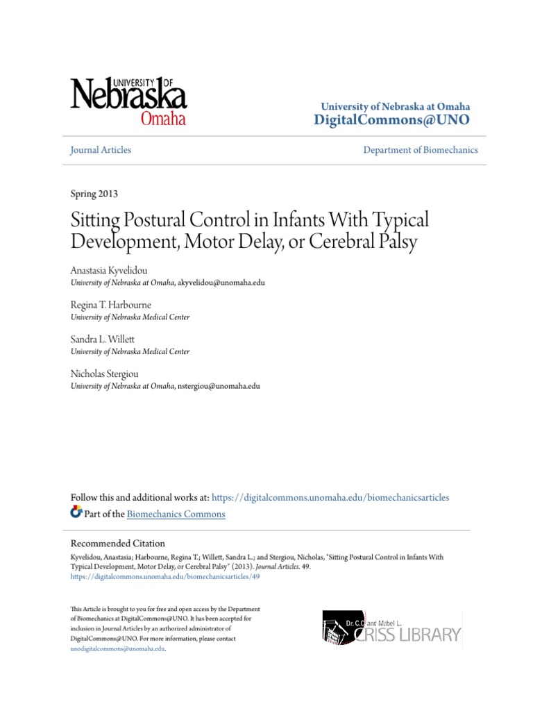 Sitting Postural Control in Infants | PDF | Preterm Birth | Cerebral Palsy