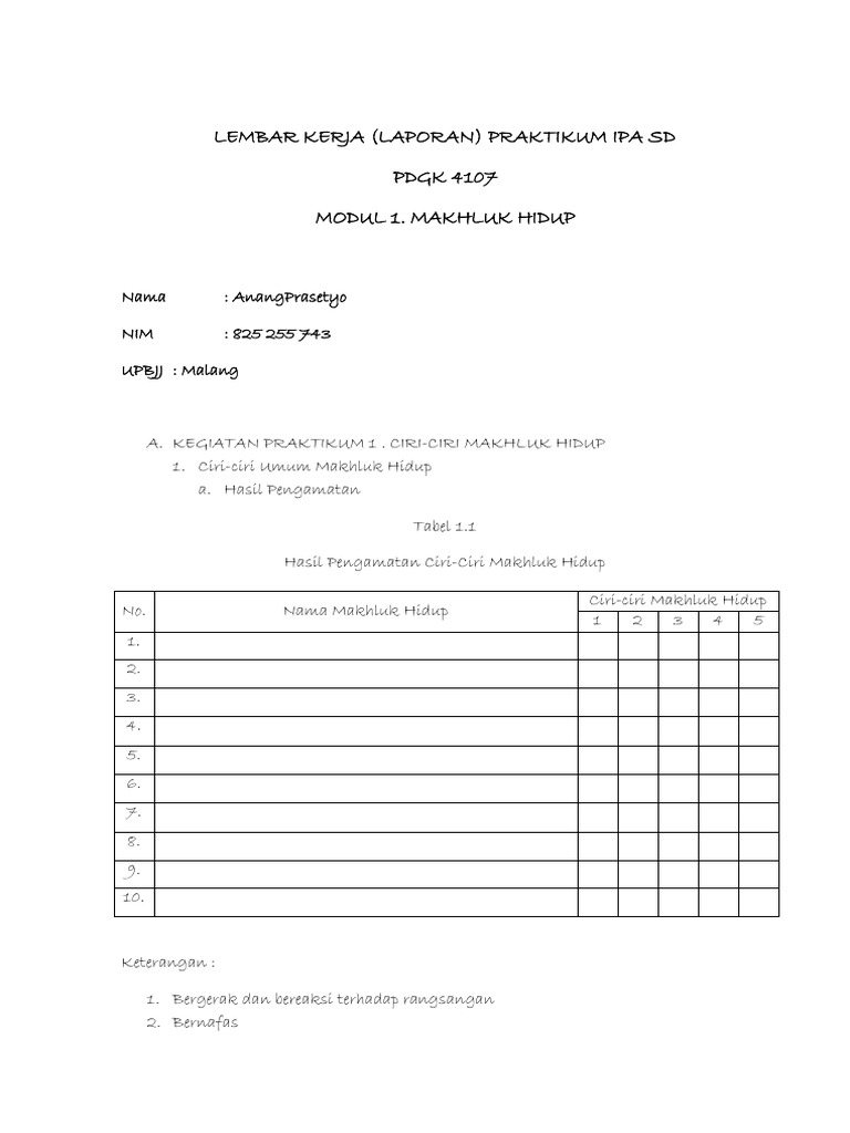 Laporan Hasil Praktikum Ipa Docx