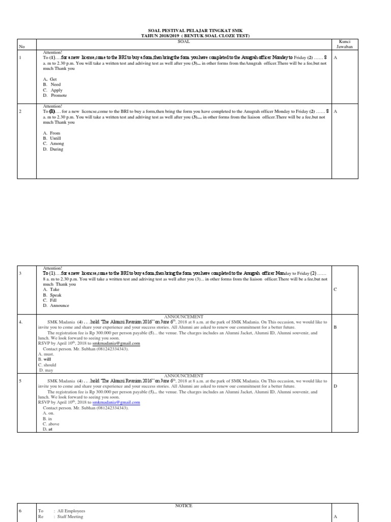 Soal Placement Tes Smk Pemasaran