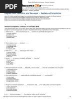 English Test Question and Answers - Sentence Completion