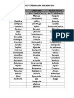 Lista de Verbos para Planeacion