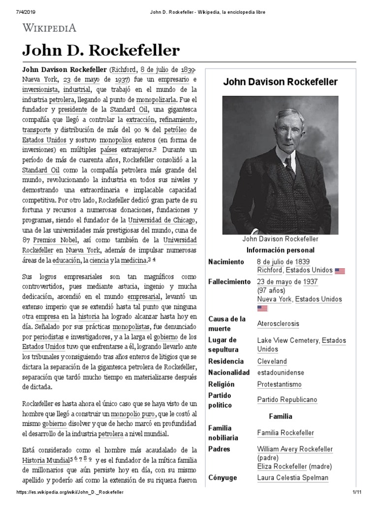 Familia Rockefeller (Historia), PDF, John D. Rockefeller